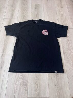Carhartt Black Short-Sleeve Tee with Pink Chest Graphic